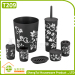 6 Pcs Plastic Flower Pattern Bathroom Set Modern