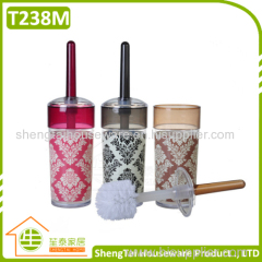 Bathroom Baroque Water Closet Bowl Toilet Brush With Printing Pattern Holder