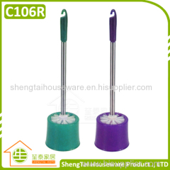 Hotel Bathroom Design Stainless Steel Handle Clean Toilet Brush With Holder
