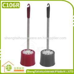 Hotel Bathroom Design Stainless Steel Handle Clean Toilet Brush With Holder