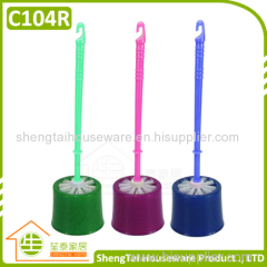 Bath Toilet Brush In Round Shape Plastic Holder