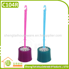 Bath Toilet Brush In Round Shape Plastic Holder