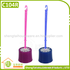 Bath Toilet Brush In Round Shape Plastic Holder