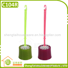 Bath Toilet Brush In Round Shape Plastic Holder