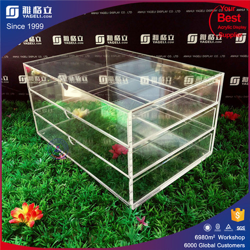 New design 3tiers acrylic storage makeup organizer with 3 drawers