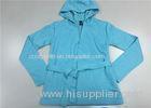 Pure Color Blue Ladies Fashion Tops Casual women hoodie jacket with Hat