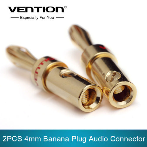 Vention 2PCS Banana Plug for Video 24K Speaker Copper 4mm Banana Plug Black & Red Banana Plug Audio Connector