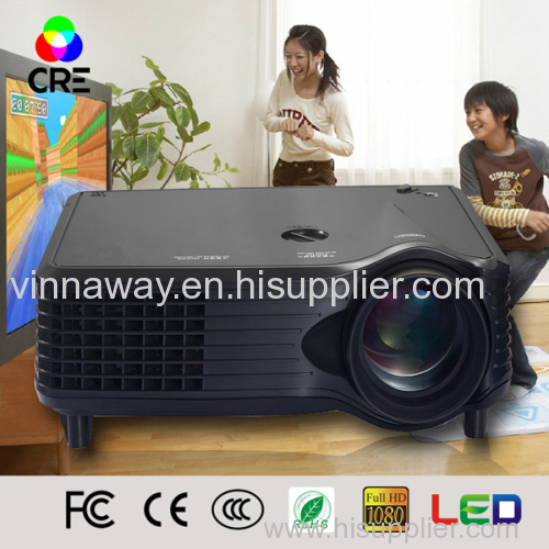 Mini home&office projector for entainment 800*480p support 1080p HDMI USB Audio video input beam projector