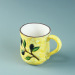 wholesale olive Color Glazed Design pattern ceramic cheap mugs with big handle