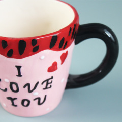 Kids ceramic Hand Painting Mug pink color for promotional gift