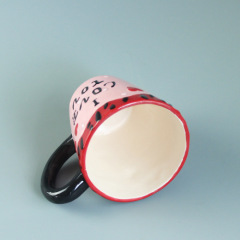 Kids ceramic Hand Painting Mug pink color for promotional gift