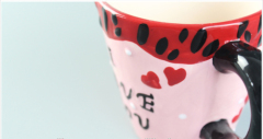Kids ceramic Hand Painting Mug pink color for promotional gift