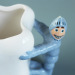 Tooth shaped ceramic Porcelain mug with 3d girl and boy handle