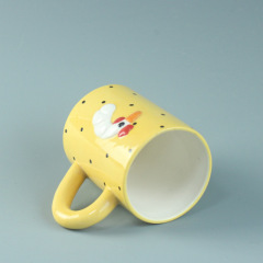 Yellow spots chicken pattern ceramic Handmade Mugs