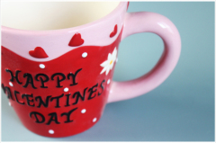 8 oz insulated double wall ceramic coffee cup in valentine's day
