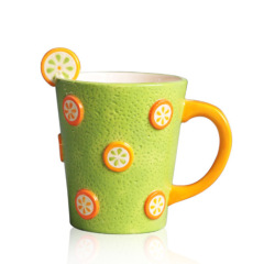 3d shape Green Color Fruit pattern ceramic Water Mug