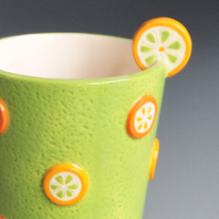 3d shape Green Color Fruit pattern ceramic Water Mug