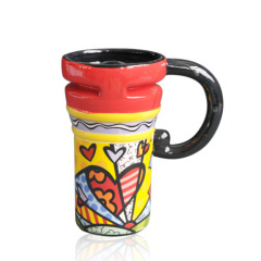 Colored drawing Large Mugs with plastic lid