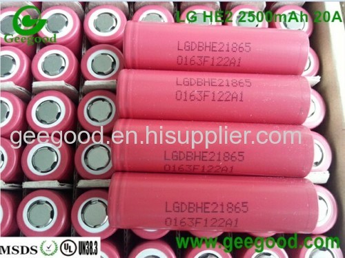 2015 hot sale authentic LG 18650 battery 3.7V 2500MAH 20A high drain battery for e cig vape