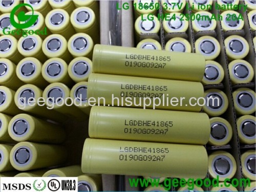 hot sale geniune LG HE4 2500mAh 20A 18650 3.7V rechargeable li ion battery