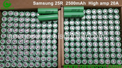 Samsung 18650 battery 25R 25R M 2500mAh 20A max 35A  high drain high amp batteries for vape