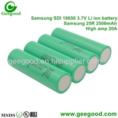 Samsung 18650 battery 25R 25R M 2500mAh 20A max 35A high drain high amp batteries for vape