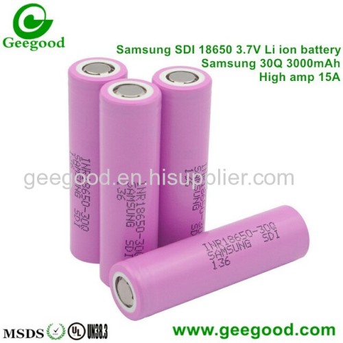 Samsung SDI 30Q 18650 3000mAh 15A 18650 high capacity battery for vape / e-cig