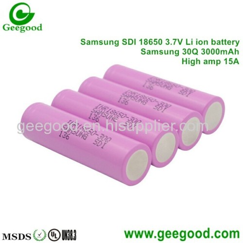 Samsung SDI 30Q 18650 3000mAh 15A 18650 high capacity battery for vape / e-cig