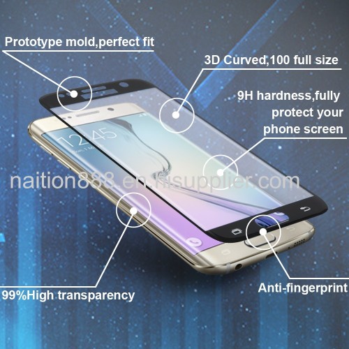 High quality 3D full curved anti-fingerprint mobile tempered glass screen protector manufacturer for samsung S7