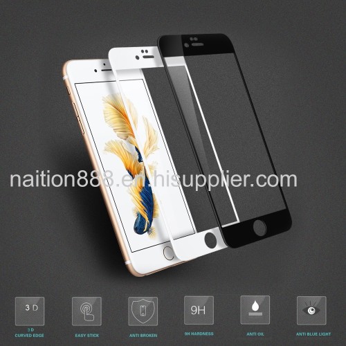 Bigyes factory in china HD 3D curved full cover 9h colored tempered glass screen protector supplier for iphone 6