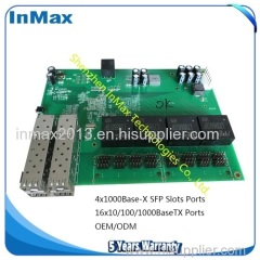 full gigabit 4F&16T industrial switch board embedded board supply ODM