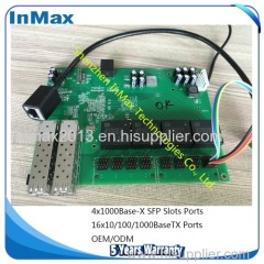 full gigabit 4F&16T industrial switch board embedded board supply ODM