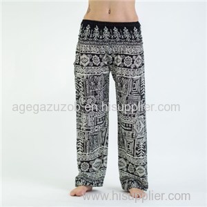 Soft Tribal Prints Women's Harem Pants In Black