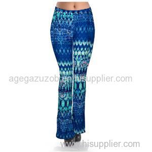 Blue Floral Wide Leg Flare Pants