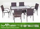 7 Piece Patio Furniture Dining Sets Garden Steel Frame With Rattan