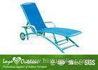 Black Aluminium Patio Sun Loungers Outdoor Chaise Lounge Chairs With Wheels Light Weight