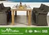 Custom Wicker Patio Furniture Dining Sets With Solid Wood Dining Table / 5cm Cushion