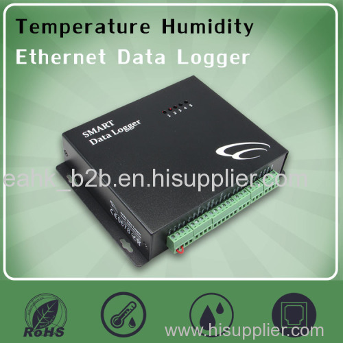 Multipoint Temperature Data Logger uploads sensors data temperature humidity via Ethernet