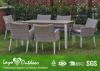 White Extendable Dining Table Set Rattan Outdoor Patio Furniture Anti - Aging Feature
