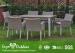 White Extendable Dining Table Set Rattan Outdoor Patio Furniture Anti - Aging Feature