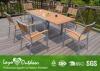 Expandable Wood Dining Table Sets Patio Garden Furniture Nature Color Light Weight