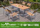 Expandable Wood Dining Table Sets Patio Garden Furniture Nature Color Light Weight