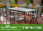 Wooden Extendable Dining Table Set Outside Garden Furniture Powder Coated Frame