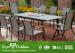 Wooden Extendable Dining Table Set Outside Garden Furniture Powder Coated Frame