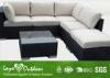 Anti - Termite Wicker Patio Furniture Sets Black Garden Sofa With Coffee Table