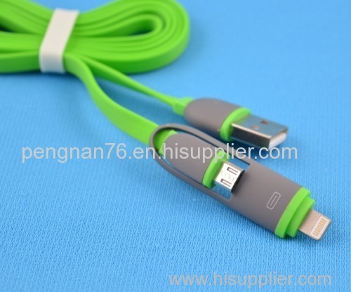 High Qaulity Micro USB 2 in 1 Sync Data Charger Cable for Smartphone