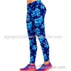 Blue Middle Alternating Shades Floral Leggings