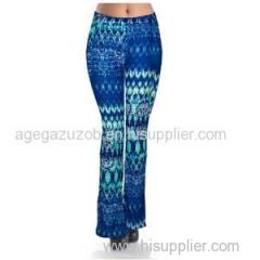 Blue Floral Wide Leg Flare Pants