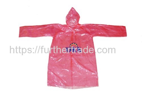 R-1059 PE RED DISPOSABLE LONG LIGHTWEIGHT RAIN JACKET