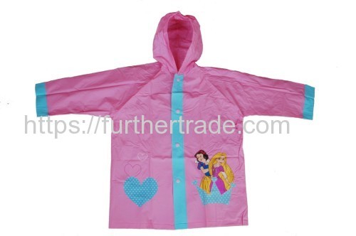 R-1021-1005-4 DISNEY PRINCESS PINK PVC VINYL KIDS BEST RAIN JACKET